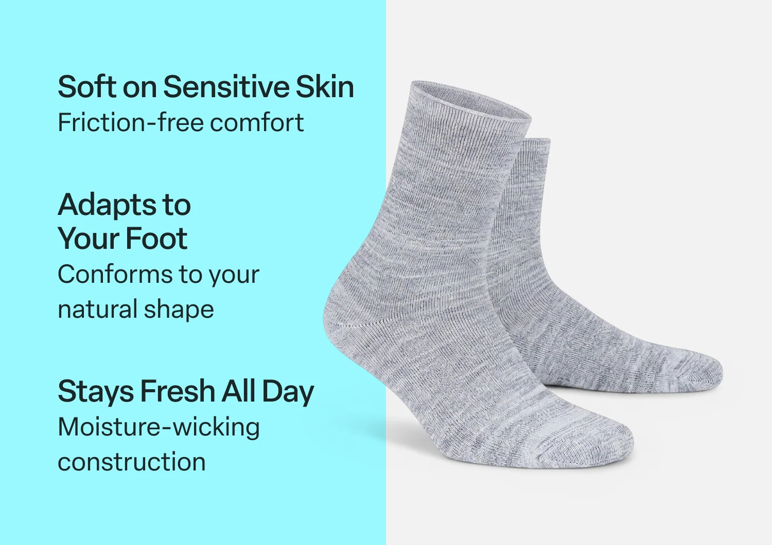 Extra Roomy Socks (Thick) - Gray 3 Extra Roomy Socks (Thick) - Gray