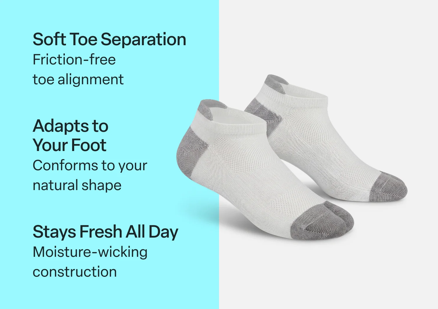 Bunion Relief, Padded Low Cut Socks - White 3 Bunion Relief, Padded Low Cut Socks - White