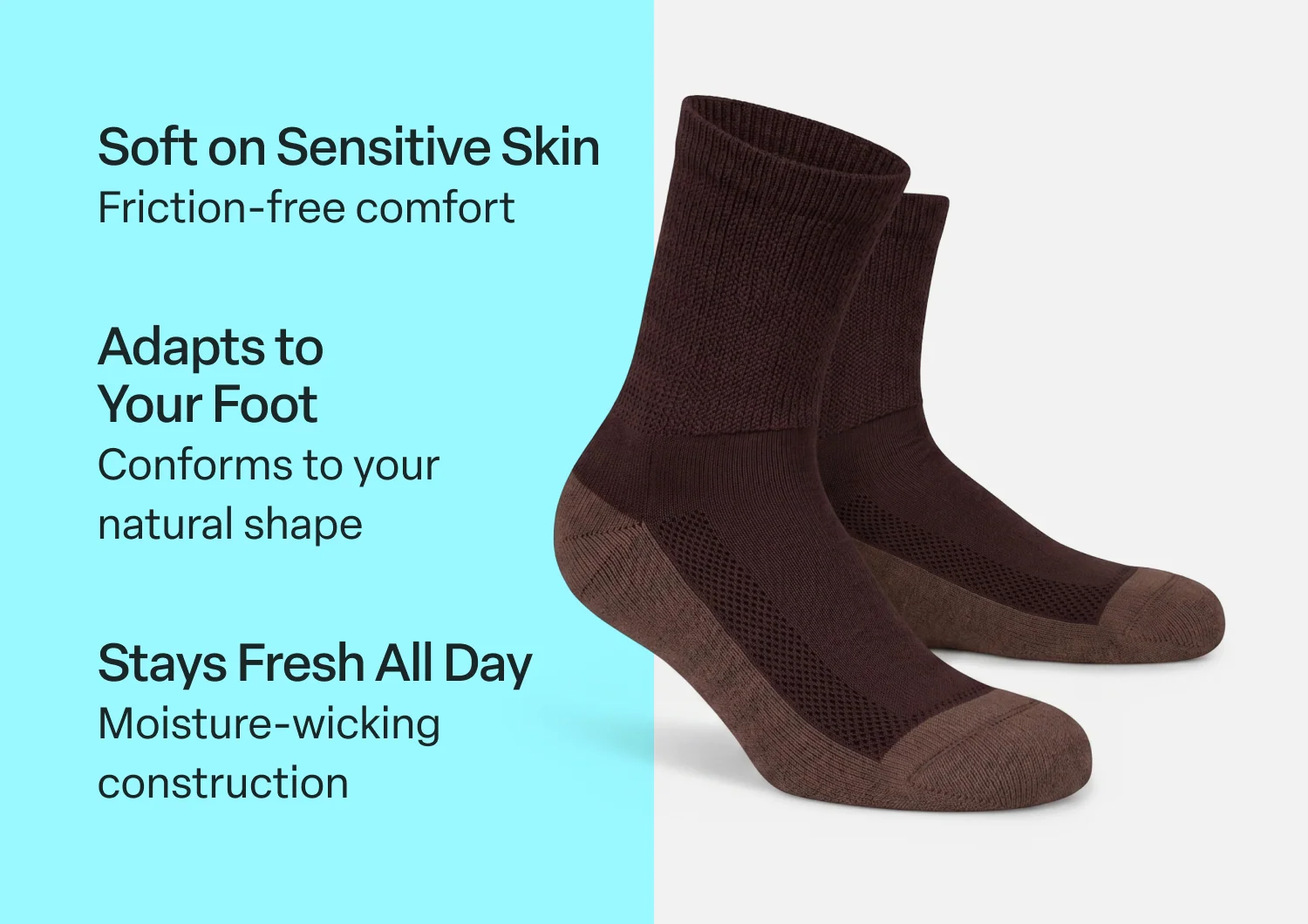 Padded Sole Socks - Dark Brown 3 Padded Sole Socks - Dark Brown