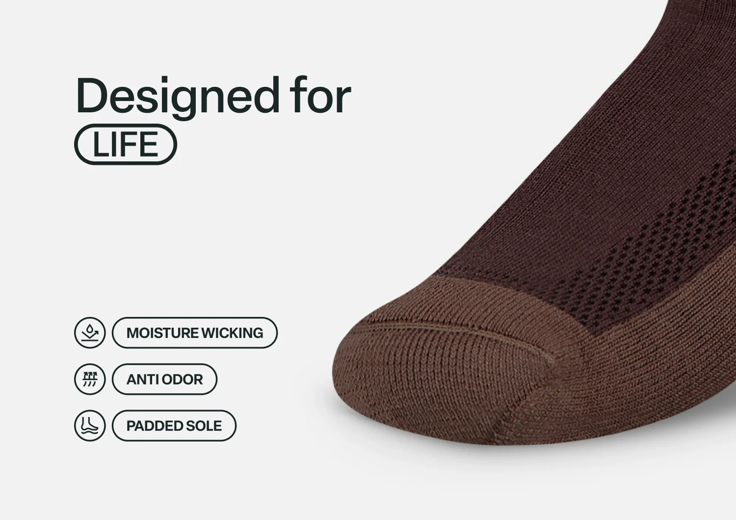 Padded Sole Socks - Dark Brown 6 Padded Sole Socks - Dark Brown